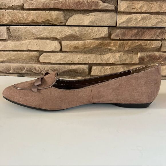 LifeStride Renada Preppy Suede Vegan Bow Mocha Mousse Flat Loafer Small Spot -8M - Picture 8 of 15